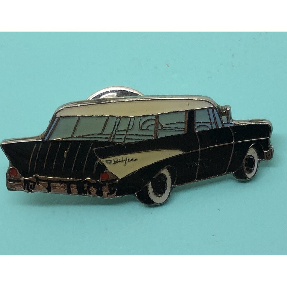 Rare Vintage 80s Gift‎ Creations Black 1950s Chevy Car Pinback Lapel Pin Brooch